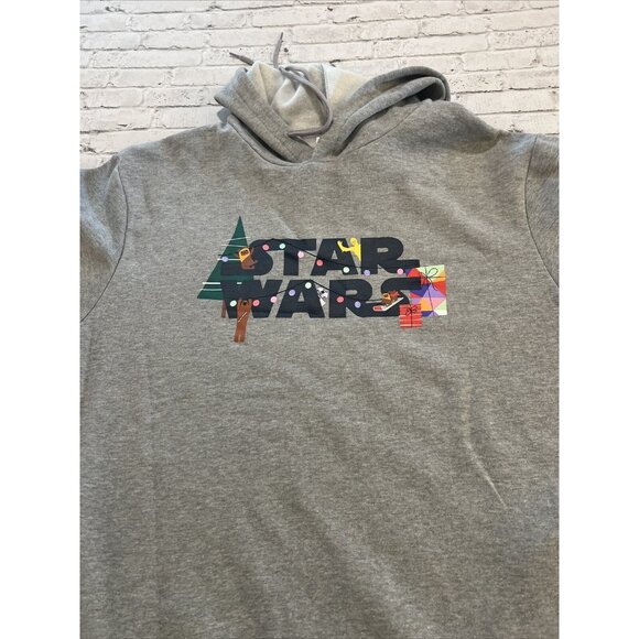 Disney Women's Gray Star Wars Holiday Pullover Hoodie Sweatshirt Large New - Picture 4 of 7